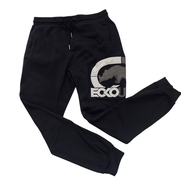Ecko Unltd. Black Jogger Sweatpants M-Y2k, Hip-hop-Big Rhino Logo-Streetwear - Picture 2 of 12